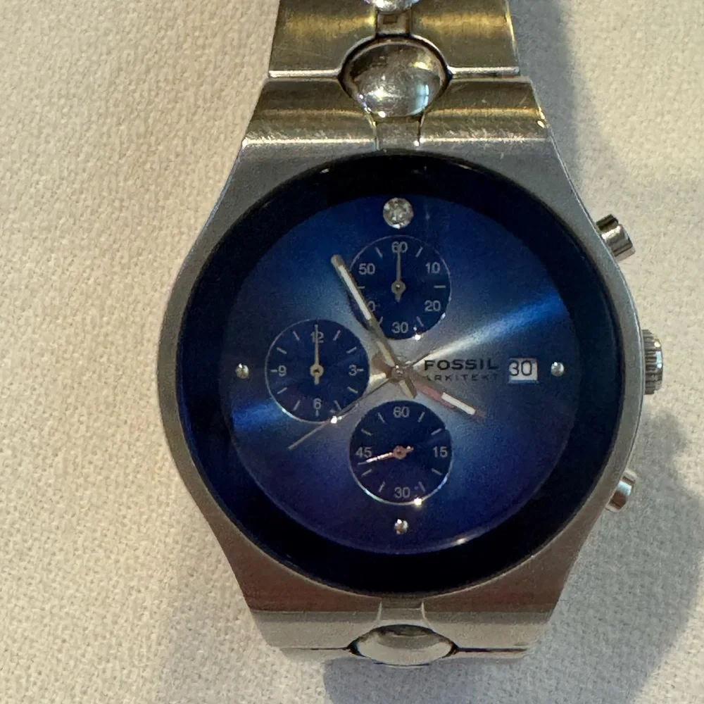 Fossil Stainless Steel Smartwatch with Blue Trim
